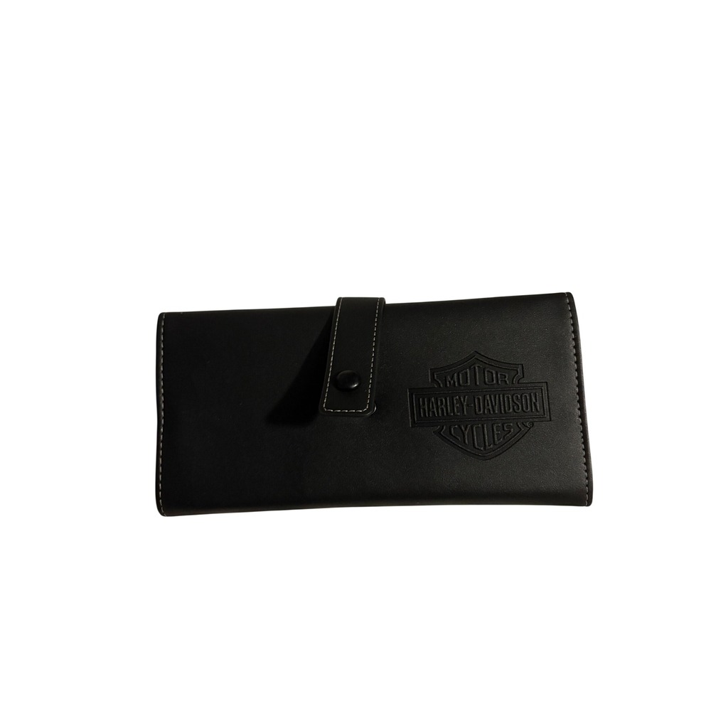 Harley-Davidson Organizer Wallet Biker Black Orange Embossed Logo